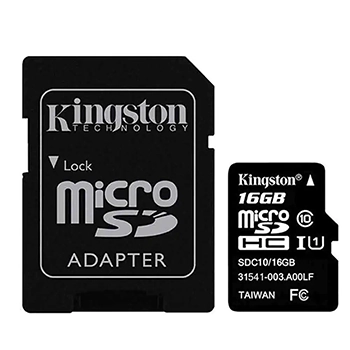 کارت حافظه microSDHC کینگستون کلاس 10 استاندارد UHC-I U1 سرعت 80MBps همراه با آداپتور SD ظرفیت 16 گیگابایت